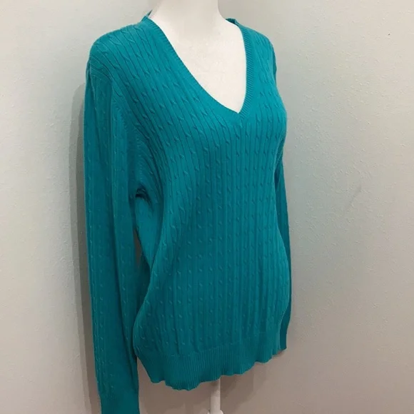 NWT Kim Rogers Original Turquoise Cable Knit Sweater Size XL - Picture 8 of 16